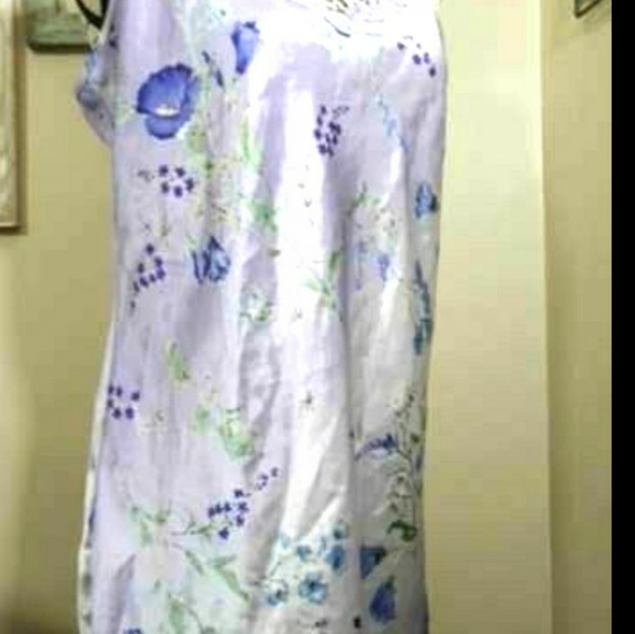 Womens sz Med Lavender blue green Floral print nighty pj gown - Picture 6 of 7